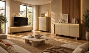 VYSOKÁ KOMODA GALLIANO DUB BOLIVAR + CAPPUCCINO LED 104 cm
