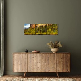 Obraz - Skaly pri jazere (s hodinami) (90x30 cm)