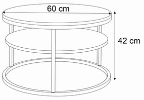 KONFERENČNÝ STOLÍK LEONARDO S POLICOU DUB ARTISAN + ČIERNY