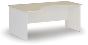 Ergonomický kancelársky pracovný stôl PRIMO WHITE, 1800 x 1200 mm, ľavý, biela/breza
