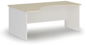 Ergonomický kancelársky pracovný stôl PRIMO WHITE, 1800 x 1200 mm, ľavý, biela/breza