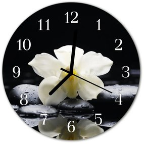 Nástenné sklenené hodiny Kamene orchidey fi 30 cm