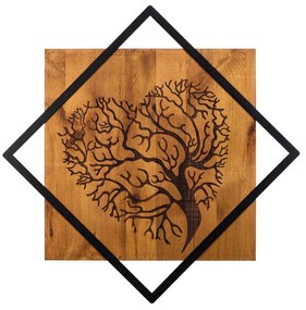 Nástenná drevená dekorácia TREE III hnedá/čierna