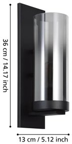Eglo 44003 - Nástenné svietidlo TOOTHILL 1xE27/40W/230V čierna
