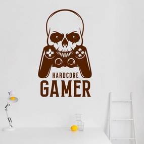 Veselá Stena Samolepka Hardcore Gamer Farba: hnědá, Veľkosť: 80 x 49 cm