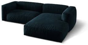 Tmavomodrá zamatová modulárna rohová pohovka (pravý roh/s leňoškou) Martina – Micadoni