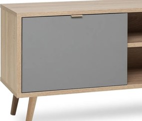 TV skrinka Cuba, dub/biela/šedá/petrolejová