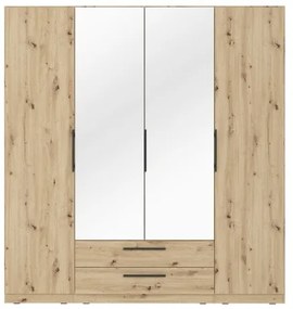 Šatníková skriňa so zrkadlom MARO 200x213 cm dub artisan