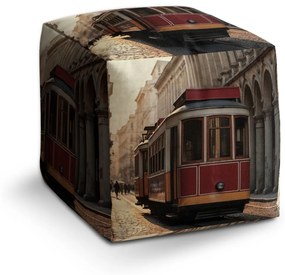 Sablio Taburet Cube Historická červená električka: 40x40x40 cm