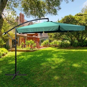 Záhradný slnečník CYNIA s bočnou nohou 300 cm tmavozelený