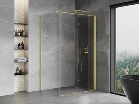 Mexen Mist-F T, 1-krídlový skladací sprchový kút pravý 75 x 100 cm, číre sklo, zlatý matný profil, 8A6T-075-100-55-00-P