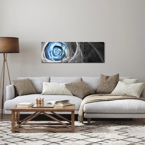 Obraz - Abstraktné ruže modrá (s hodinami) (90x30 cm)
