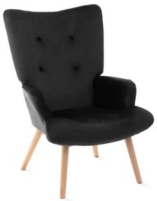 Kreslo MOSS zamatové čierne 921364