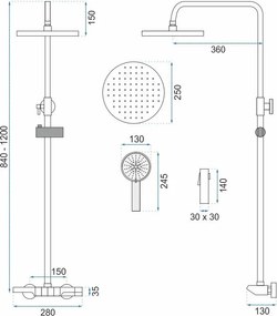 Rea Savio, nástenný sprchový set s ručnou spŕškou, grafitová matná, REA-P8412