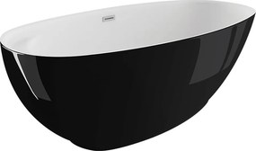 Polimat Akrylátová voľne stojaca vaňa Kivi 165x80 POLIMAT-Rozmery: 165x75, POLIMAT-Farba vane: Biela / čierna mat
