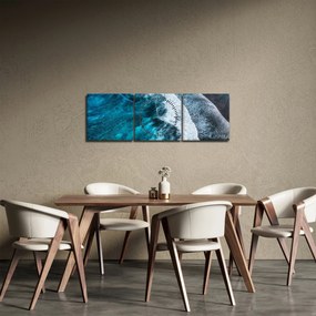 Obraz - Vlny na mori (s hodinami) (90x30 cm)