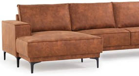 Koňakovohnedá rohová pohovka z imitácie kože (ľavý roh) Copenhagen – Scandic