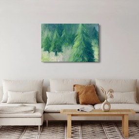 Obraz - Maľované ihličnany (90x60 cm)