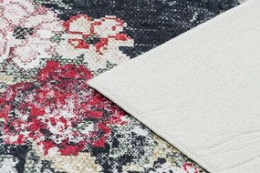 ANDRE 1816D Prateľný koberec Kvety vintage, protišmykový - bielo / červený