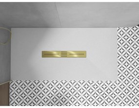 Mexen Toro, SMC obdĺžniková sprchová vanička 180 x 90 cm, biela, zlatá krytka, 43109018-G