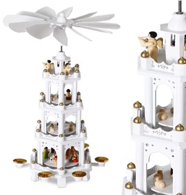 Spielwerk Vianočná pyramída MERRY, 60x20x20cm, biela