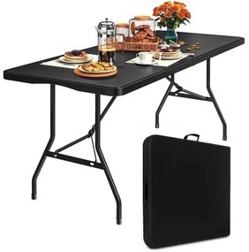 Záhradný cateringový stôl rozkladací 180 cm - čierny