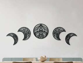 drevko Viacdielna mandala na stenu Mesiac Rozmer obrazu: 19,5 x 65 cm, Farba dekorácie: Čierna
