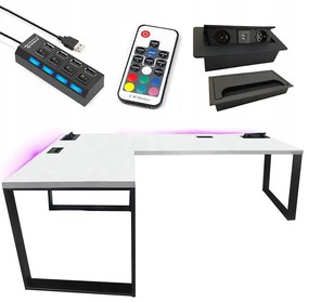 Písací Stôl Roh. Loft Top Biely 202x136x3,6 Model 3