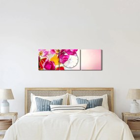 Obraz tulipánov (s hodinami) (90x30 cm)