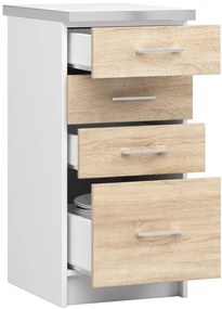 Spodná kuchynská skrinka s doskou LIMA S40 SZ4 biela / dub sonoma