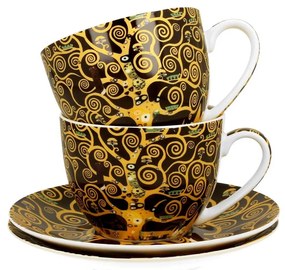 Porcelánová šálka s podšálkou Klimt Tree Of Life 250 ml sada 2ks