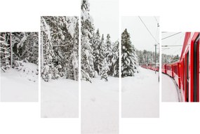 Obraz - Vlak v zasneženej krajine (150x105 cm)