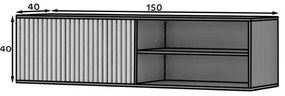 Závesný TV stolík MEORATI 120x40 cm, čierna/dub artisan