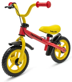 Baby Mix Detský balančný bicykel s brzdouTraveller , červený