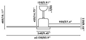 FARO 33462A - Stropný ventilátor ANDROS XL hnedá pr. 213 cm + diaľkové ovládanie