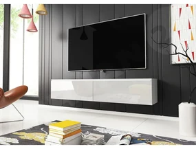 TV stolík CERIEE 140 - biely / biely lesk