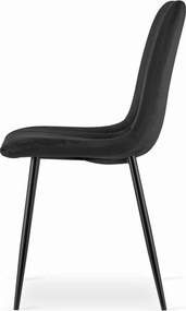 AKCIA Čierna zamatová stolička LAVA s čiernymi nohami II. trieda