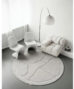 Svetlosivý vlnený okrúhly koberec ø 120 cm Morphic Organica – Agnella