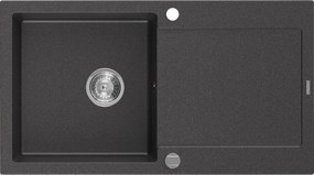 Mexen Leo - drez granitový 90x50cm, 1-komorový, čierna-škvrny, 6501901010-76