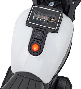Ramiz Elektrická motorka Chopper FASTER pre deti biela + FM rádio + audio panel + LED