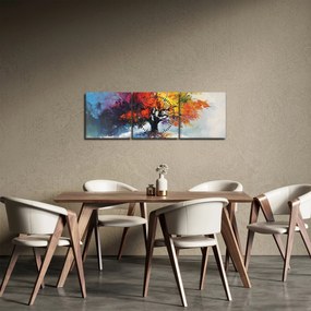 Obraz - Pestrofarebný strom (s hodinami) (90x30 cm)