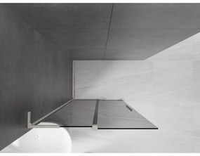 Mexen Velar L, posuvná sprchová zástena Walk-in 120 x 200 cm, 8mm šedé sklo, brúsená oceľ, 871-120-003-43-97