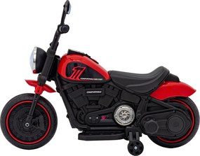 Ramiz Elektrická motorka Chopper FASTER pre deti červená + FM rádio + audio panel + LED