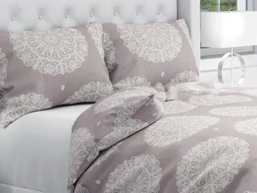 Biante Bavlnené posteľné obliečky Sandra SA-547 Krémové mandaly na béžovosivom Predĺžené 140x220 a 70x90 cm