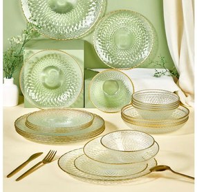 Jedálenská súprava 24 ks číra/zlatá/sklo