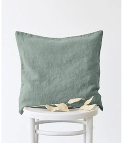 Zelená ľanová obliečka na vankúš Linen Tales, 45 x 45 cm