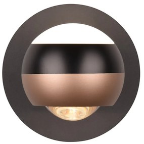 LED nástenné svietidlo ø 10 cm v čierno-medenej farbe Orbit – Trio Select
