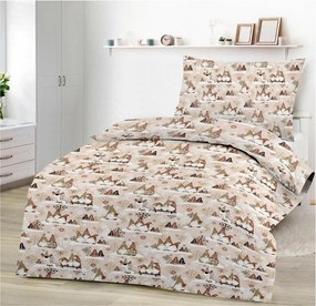 Bavlnené obliečky VIANOČNÝ ŠKRIATOK hnedý Rozmer obliečky: 70 x 90 cm | 140 x 200 cm