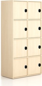 Kancelárska skriňa FRAME, 8x dvere, 872 x 450 x 1735 mm, kódový zámok, breza