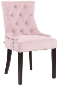 Jedálenská stolička Aberdeen ~ zamat, drevené nohy antik tmavé - Ružová